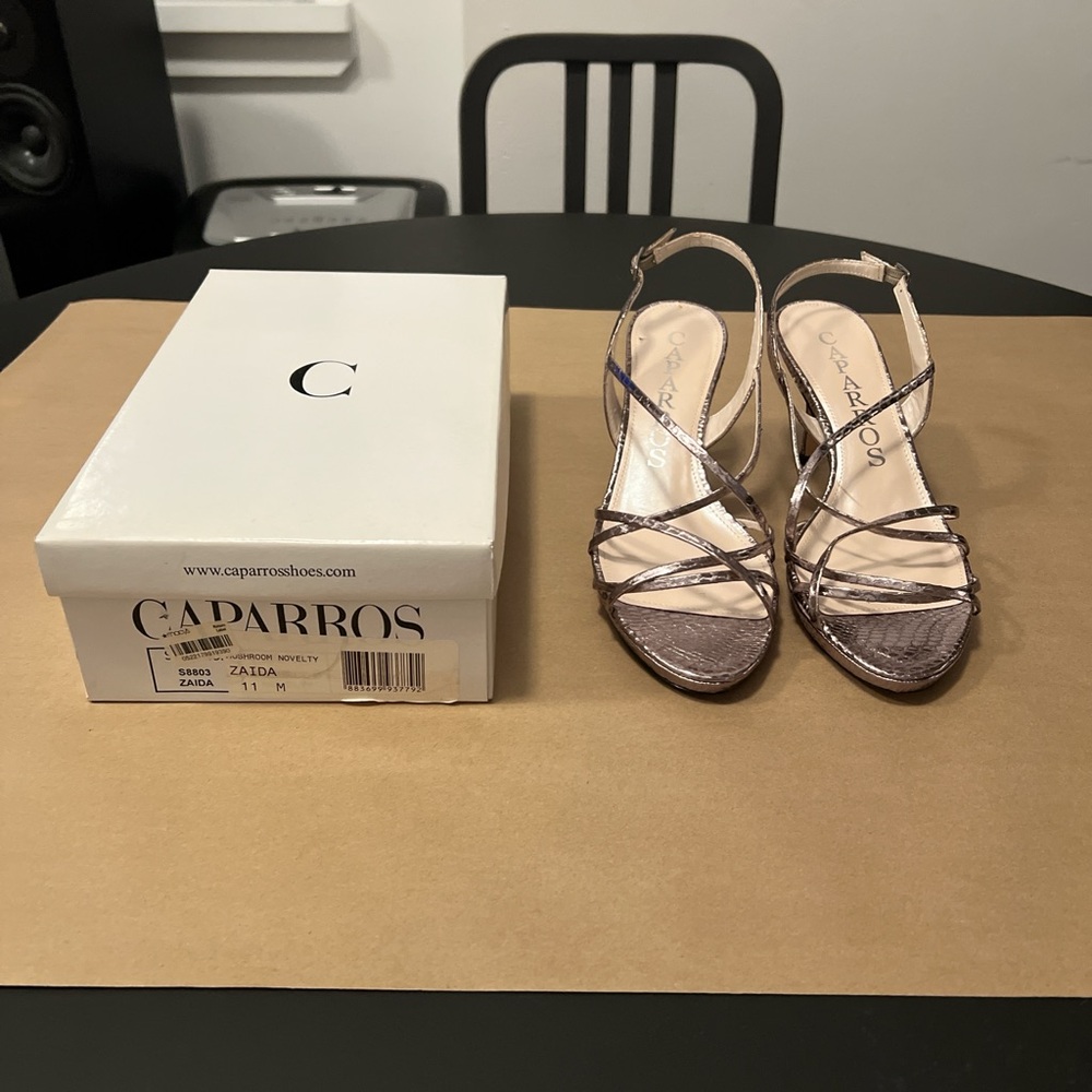 Caparros Women's Strappy Metallic Heels - Picture 2 of 8